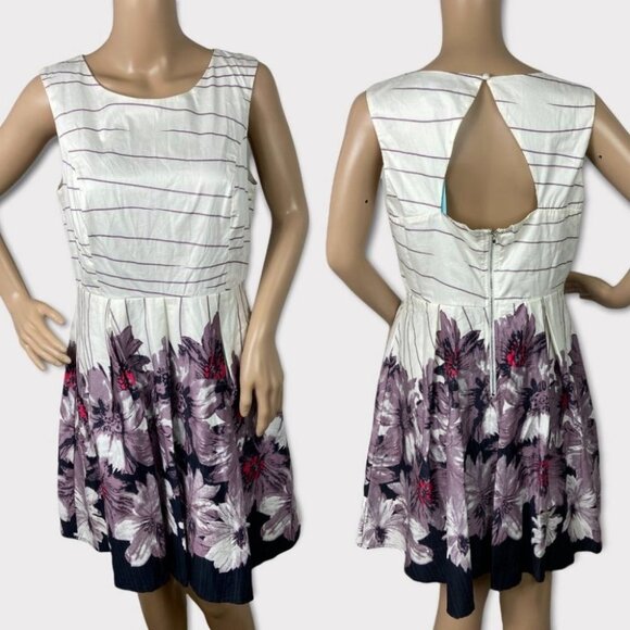 NWT She Sky Flare Dress White Floral Bohemian Sz Large New With Tags Skater Y2K - Picture 2 of 16